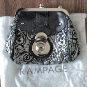 Rampage Vintage Luxury Black & Silver Shimmer Clutch / Shoulder Evening Bag
